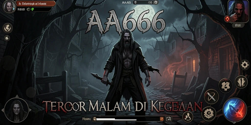 Screenshot menunjukkan gameplay seram di lingkungan angker.