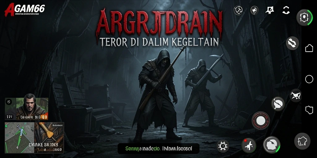 Screenshot gameplay AGAM66 menampilkan suasana horor yang mencekam.