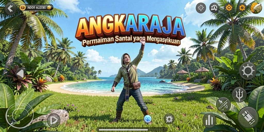 Tangkapan layar <strong>ANGKARAJA</strong> menunjukkan gameplay penuh warna dan interaktif.