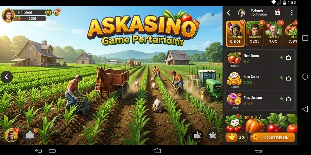 Gameplay dinamis dan interaktif dalam ASKASINO saat bertani.