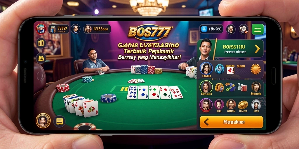 Screenshot dari permainan Live Casino di BOS777 menunjukkan dealer yang aktif dan grafik berkualitas tinggi.