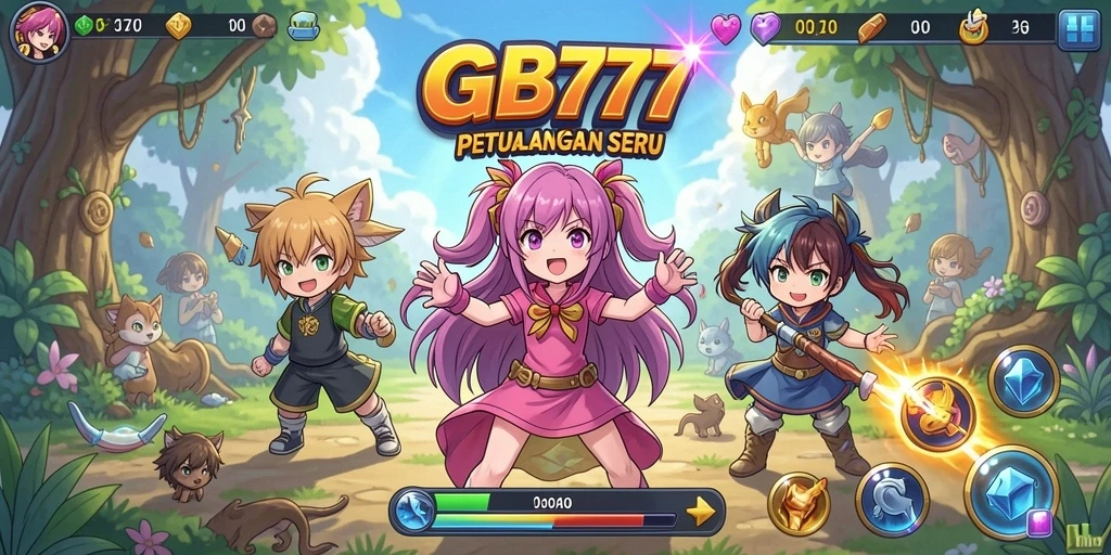 Tampilan gameplay GB777 yang mendebarkan dengan karakter anime ikonik.