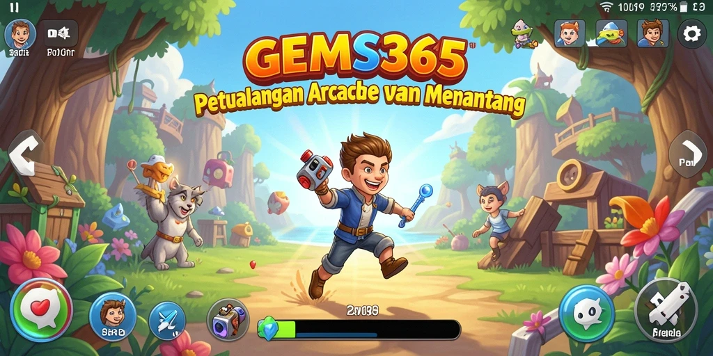 Screenshot menunjukkan gameplay seru GEMS365 dengan aksi mendebarkan.