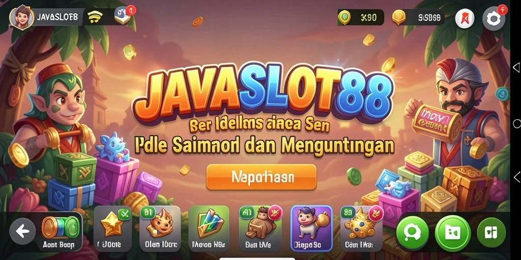 Tampilan utama gameplay <strong>JAVASLOT88</strong>, penuh warna dan dinamis.