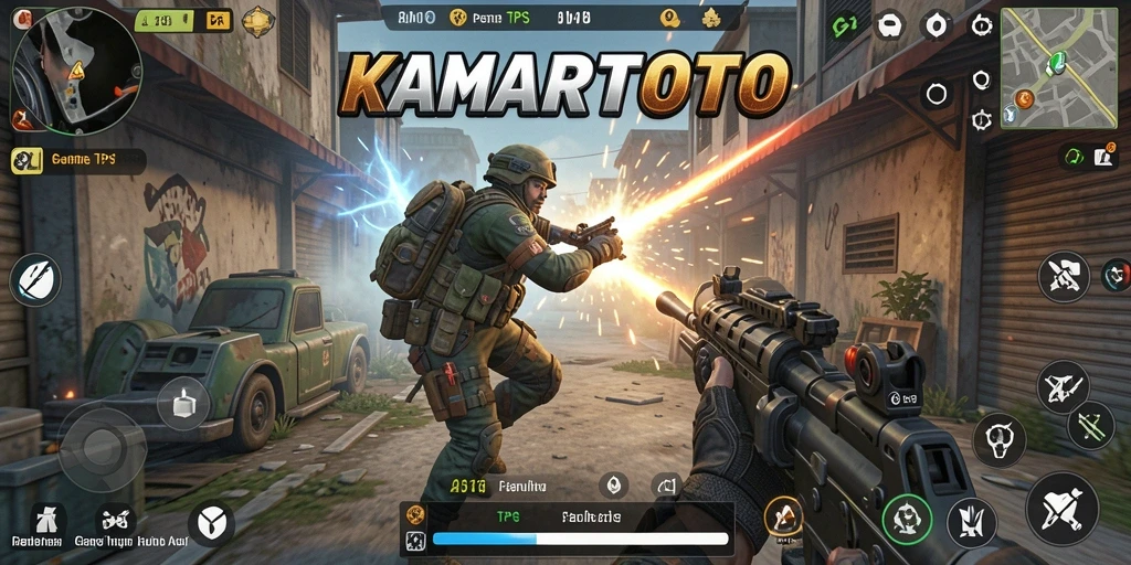 Gameplay seru KAMARTOTO dengan aksi tembak-menembak yang mendebarkan.