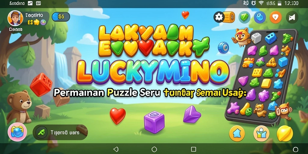 Tampilan gameplay <strong>LUCKYMINO</strong> dengan blok warna-warni yang menantang.