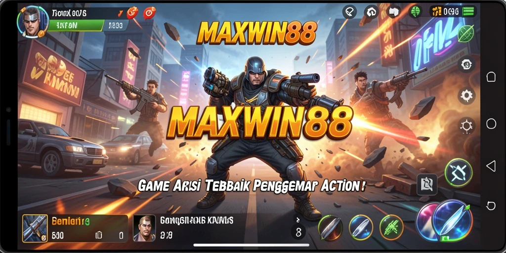 Screenshot gameplay MAXWIN88 menunjukkan aksi pertempuran yang mendebarkan.