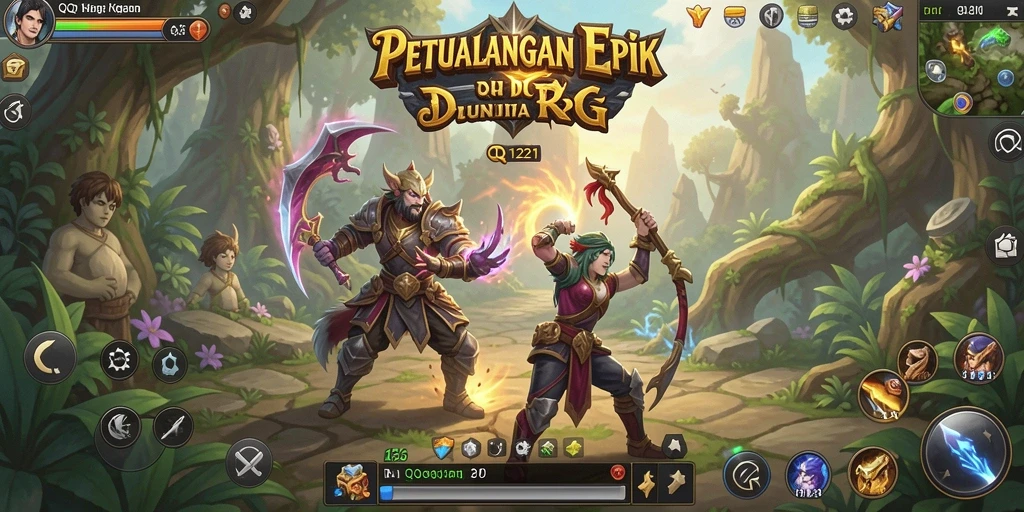 Screenshot gameplay <strong>QQ1221</strong> menunjukkan pertarungan epik dan karakter yang menawan.