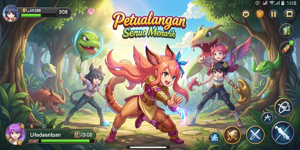 Tangkapan layar dari gameplay <strong>ULAR288</strong> yang menunjukkan aksi seru karakter anime.