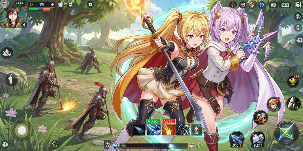Tampilan gameplay seru dengan karakter Anime yang unik.
