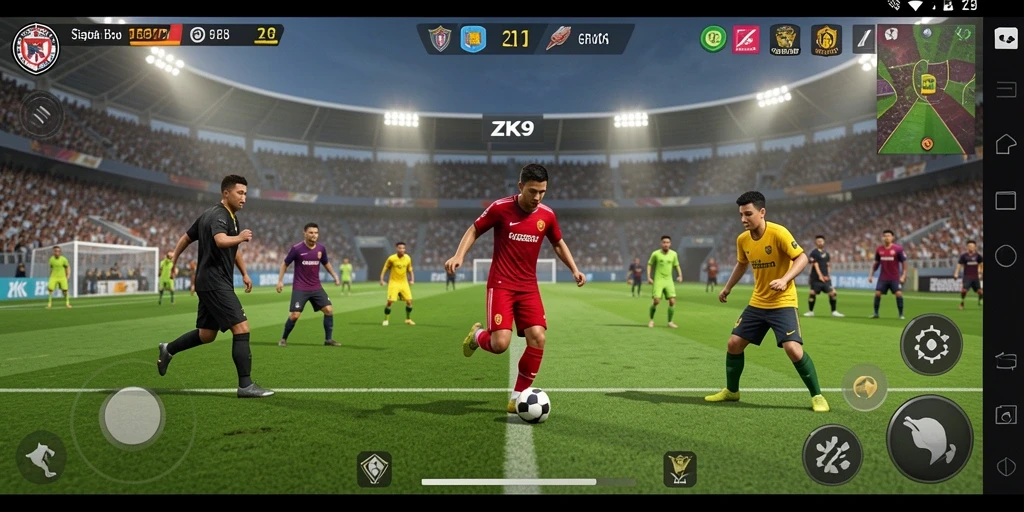 Tangkapan layar ZK9 menampilkan aksi mendebarkan dalam permainan sepak bola.